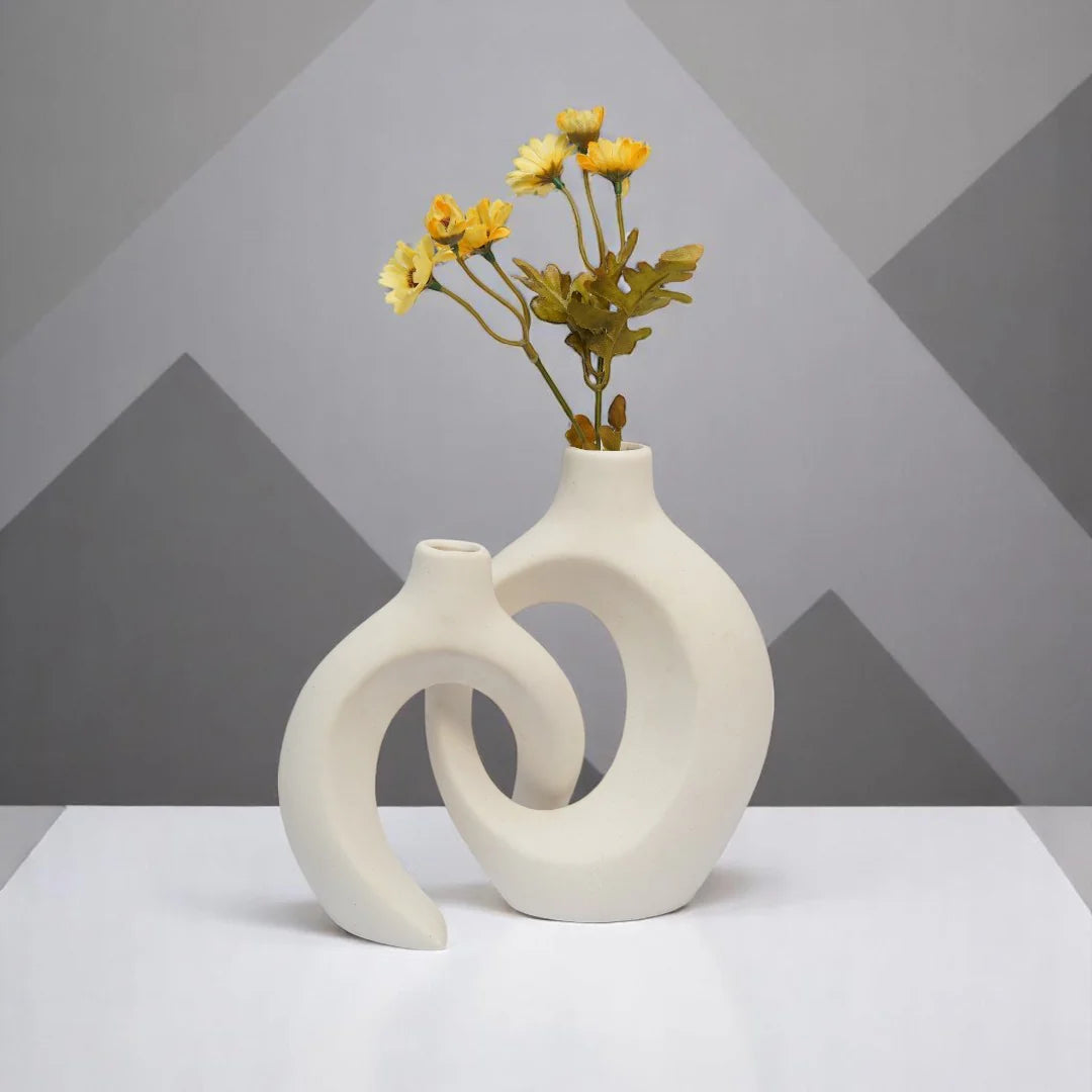 Nordic Bohemian Style White Ceramic Vase DECOR DARBARS