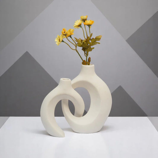 Nordic Bohemian Style White Ceramic Vase DECOR DARBARS