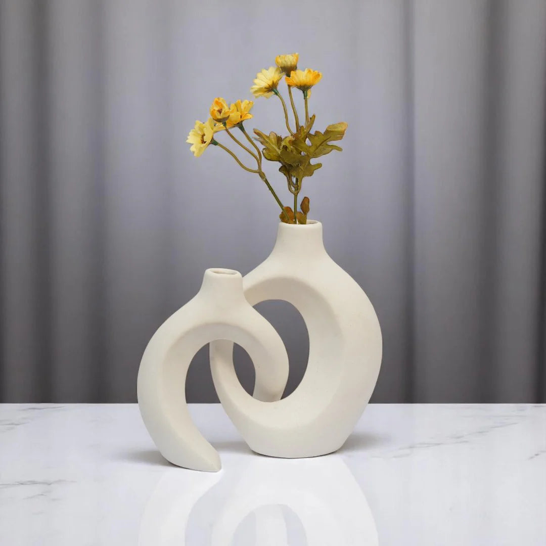Nordic Bohemian Style White Ceramic Vase DECOR DARBARS