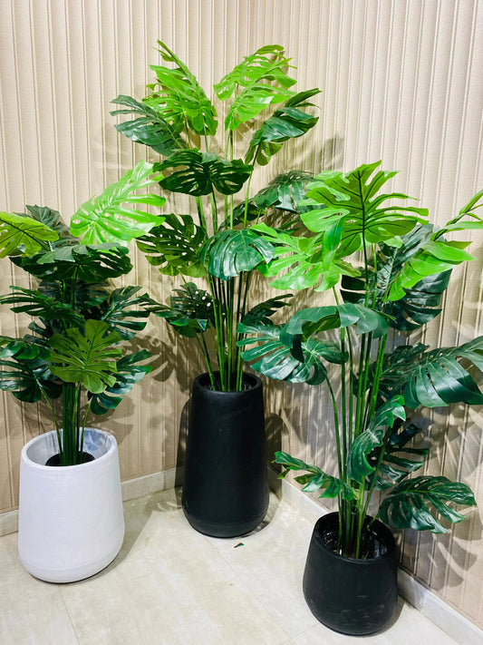 Artificial Monstera Plants in Modern Floor Planters DECOR DARBARS
