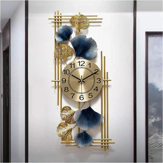 Veritical Iris Leaves Metal Wall Clock (16 36 Inches) DECOR DARBARS