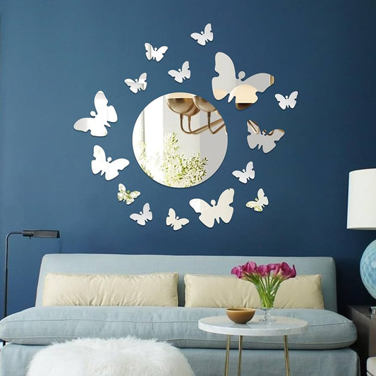 Golden Acrylic Mirror Butterflies Pieces, 3D Golden Wall Decor DECOR DARBARS