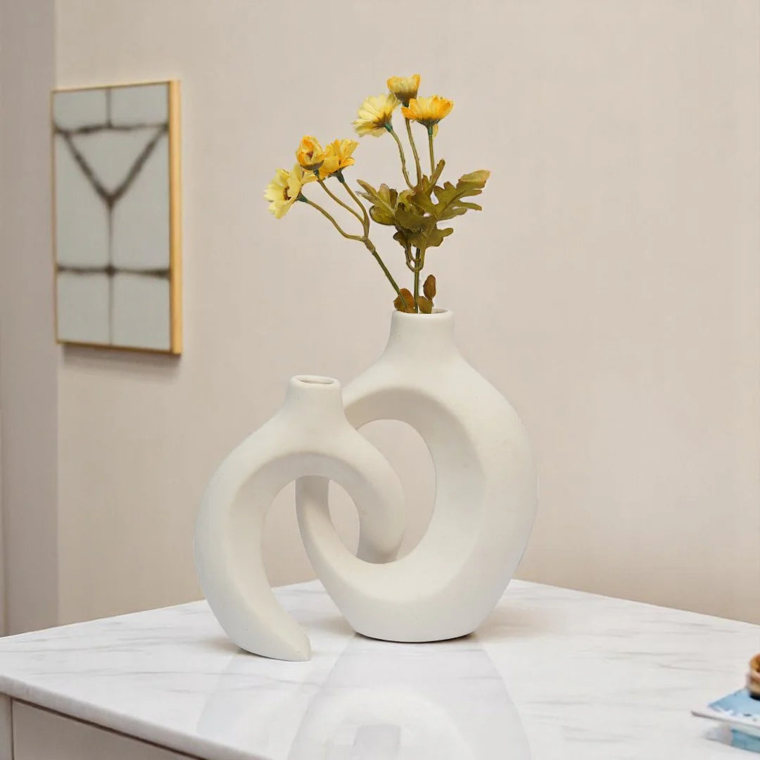 Nordic Bohemian Style White Ceramic Vase DECOR DARBARS