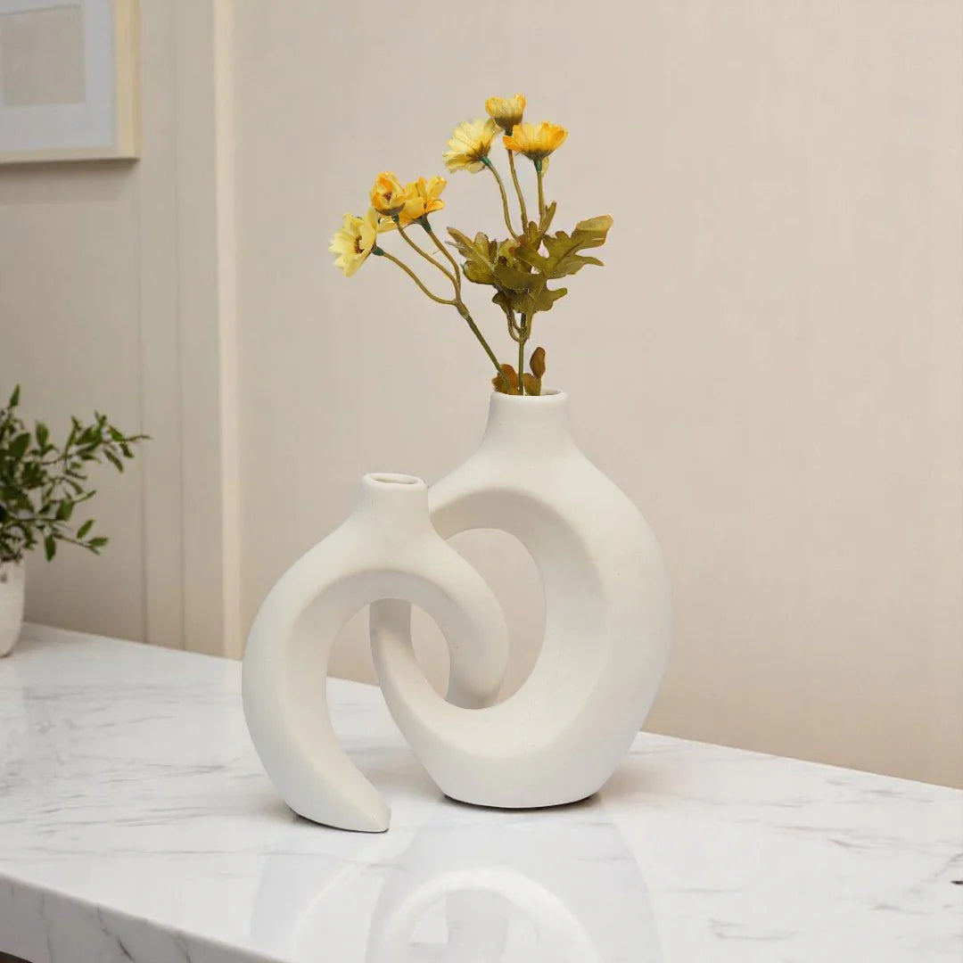 Nordic Bohemian Style White Ceramic Vase DECOR DARBARS
