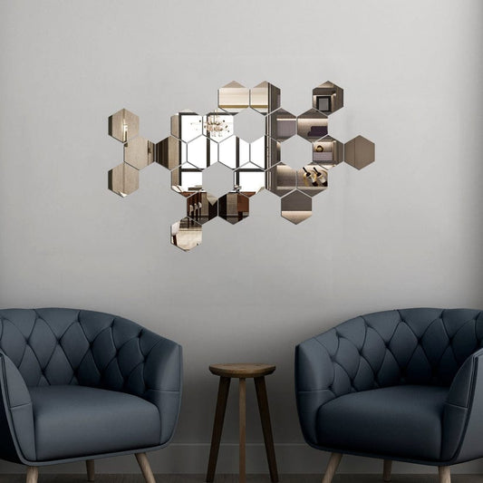Acrylic Hexagon Mirror Wall Stickers Decor Darbars