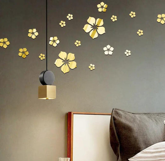 Acrylic Flowers Mirror Wall Stickers DECOR DARBARS