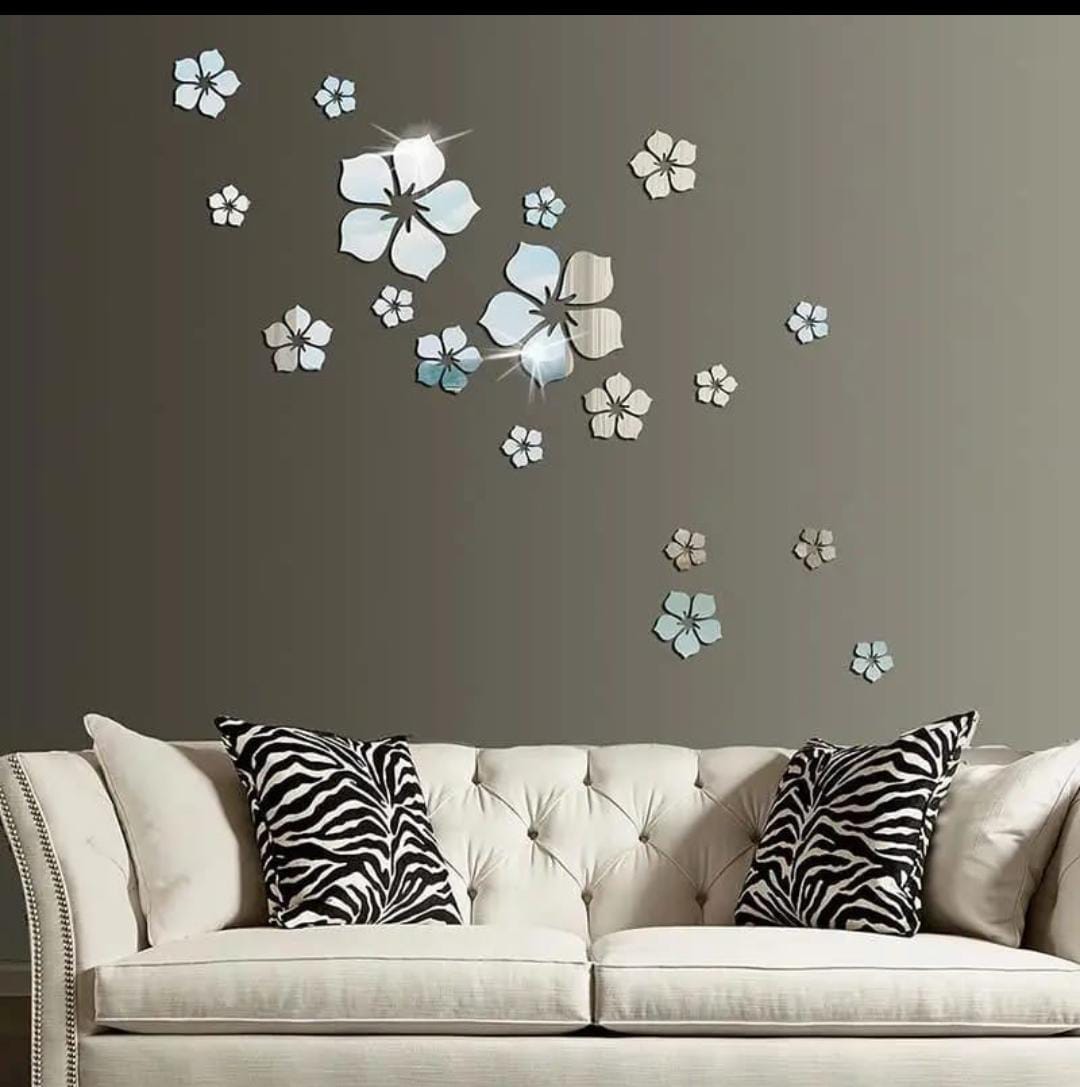 Acrylic Flowers Mirror Wall Stickers DECOR DARBARS