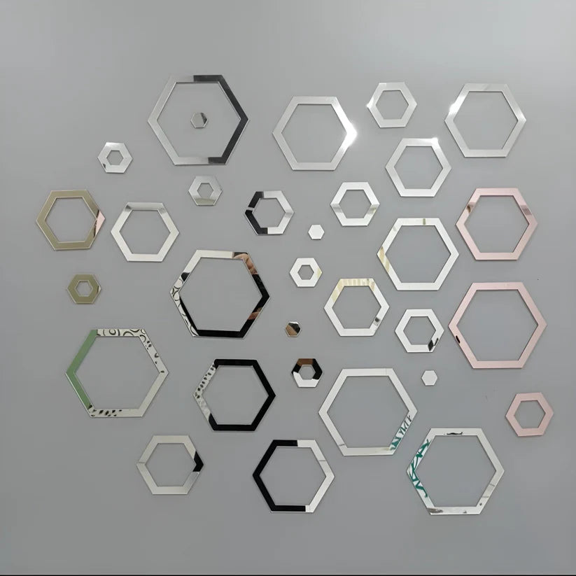 Acrylic Ring Hexagon Mirror Wall Sticker DECOR DARBARS