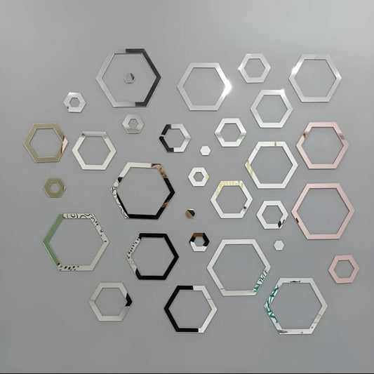 Acrylic Ring Hexagon Mirror Wall Sticker DECOR DARBARS