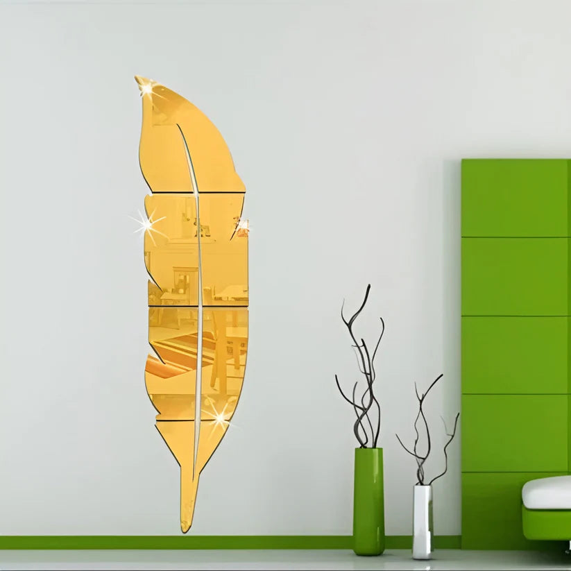 Acrylic Feather Mirror Wall Sticker DECOR DARBARS