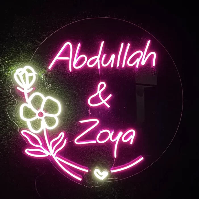 Customized Couple Name Neon Sign DECOR DARBARS