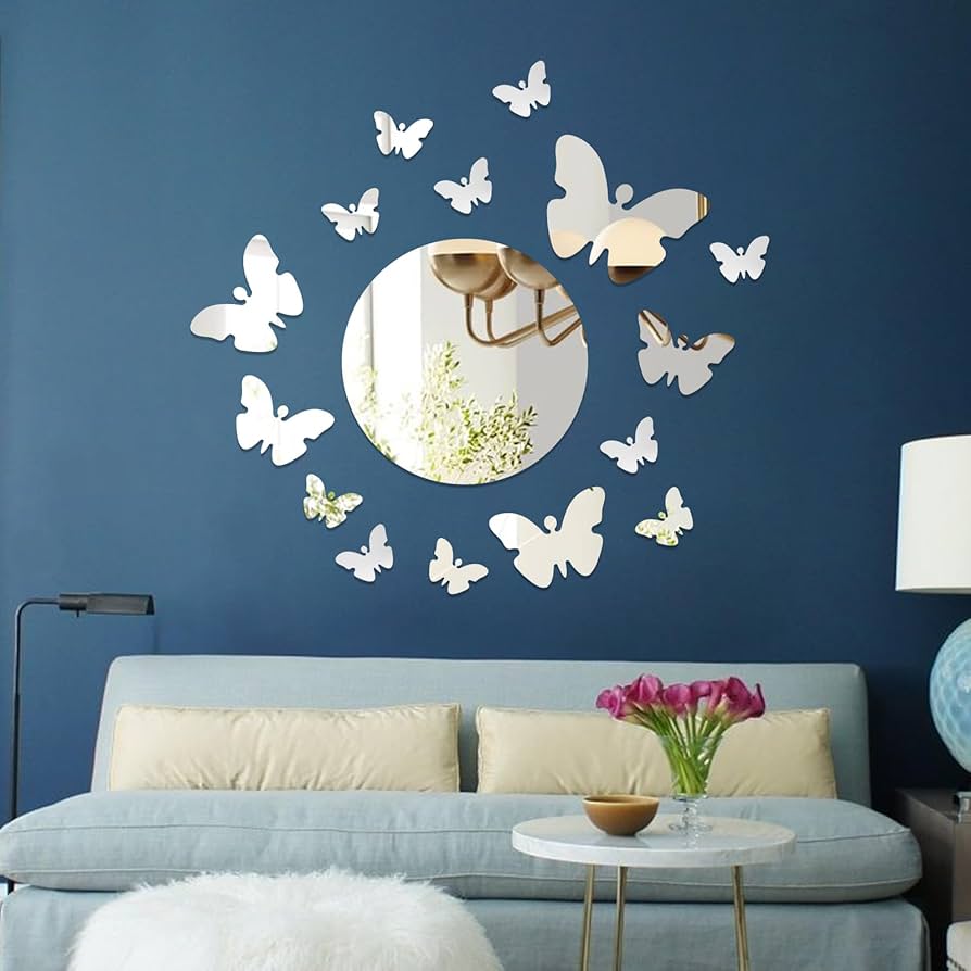 Golden Acrylic Mirror Butterflies Pieces, 3D Golden Wall Decor DECOR DARBARS