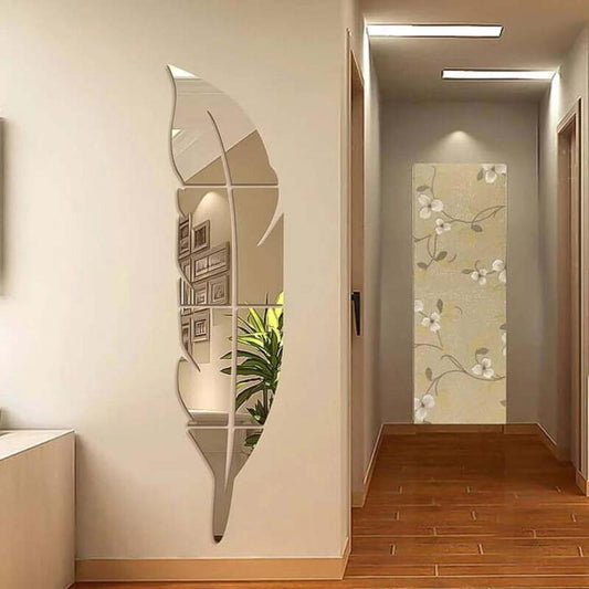 Acrylic Leaf Mirror Wall Art Removable Decorative Mirror for Living Room & Bedroom