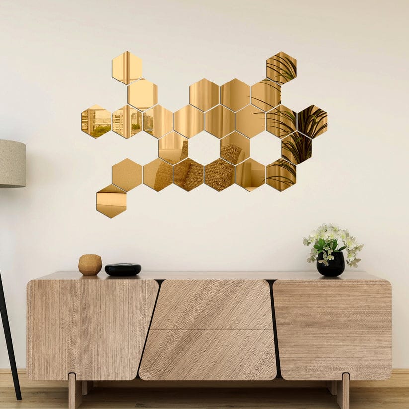 Acrylic Hexagon Mirror Wall Stickers Decor Darbars