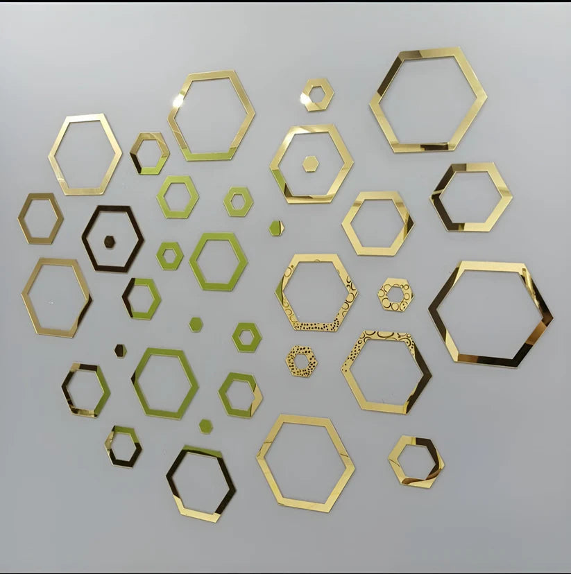 Acrylic Ring Hexagon Mirror Wall Sticker DECOR DARBARS