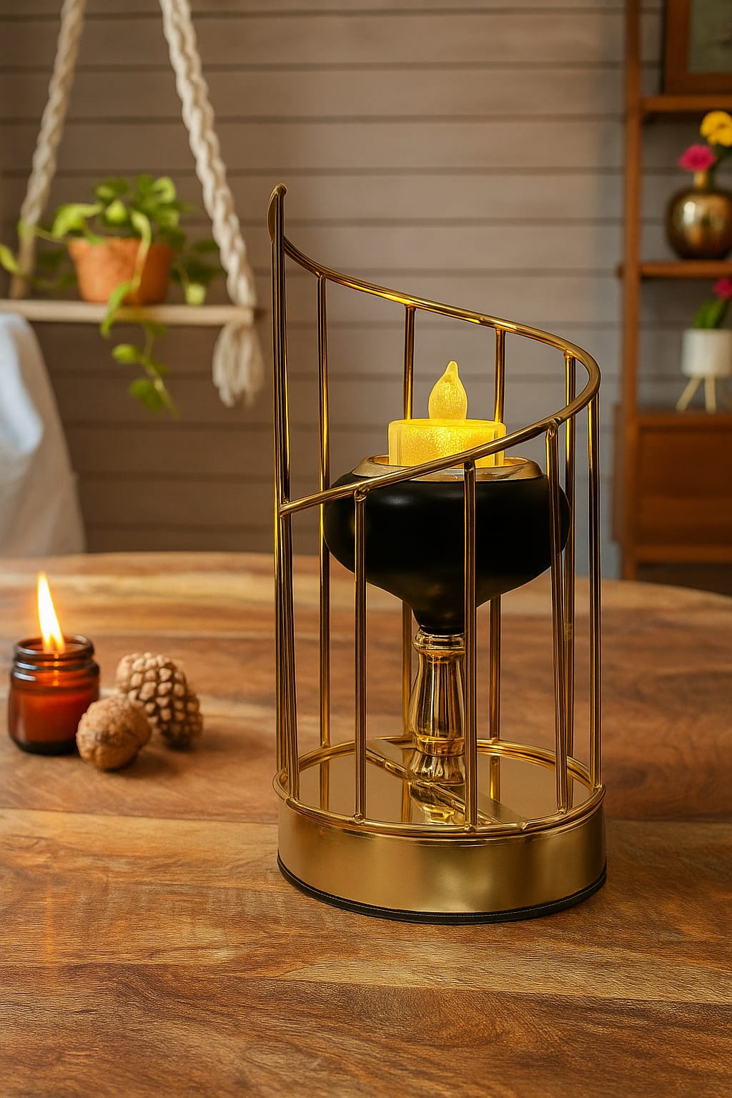 Gold Spiral Cage Candle Lantern Decor Darbars